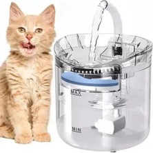 Feyza Design Hareket Sensörlü Şeffaf Kedi Köpek Su Kabı, Sessiz ve Otomatik Akış