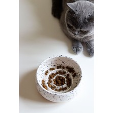 Feyza Design Yavaş Yeme Benekli Seramik Mama Kabı, Sağlıklı ve Şık Tasarım