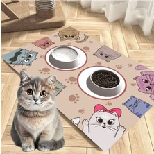 Feyza Design Kedi Köpek Besleme Su Mama Kabı Altlığı Vinil Paspas 70X50 cm