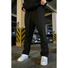 Eydamoon Erkek Kışlık Baggy Kesim Içi Pamuklu Bol Paça Eşofman Altı - Siyah