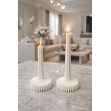 Nox Atelier Modern Spiral Tabanlı Uzun Şamdan Mum – 2’li Set