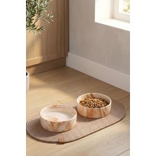 Feyza Design 2'li Seramik Paspaslı Mama ve Su Kabı Seti, Kaymaz Tabanlı, Evcil Hayvanlar Için