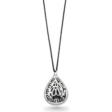 Oya Silver Damla Model Allah Lafzı Gümüş Kolye 3.6x2.3cm [OYSY157]