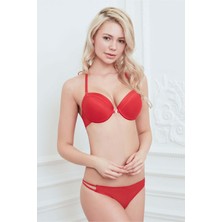 Marsilyan Balenli Destekli Dolgulu Askıları Çıkabilen Önden Açılan Sütyen String Takım