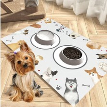 Feyza Design Su ve Mama Kabı Altlığı, Leke Tutmayan Vinil Paspas 70X50 cm