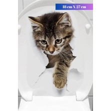 PremiumPort 3D Kedi Tasarımlı Klozet Kapağı Stickerı, Şıklık ve Eğlence Katın