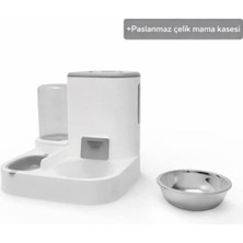 Feyza Design 2'li Kedi ve Köpek Mama-Su Kabı Paslanmaz Çelik 2.2l ve 1l Set