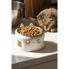 Feyza Design Yükseltilmiş Paslanmaz Çelik Kedi Mama Kabı, Rahat ve Sağlıklı Kullanım