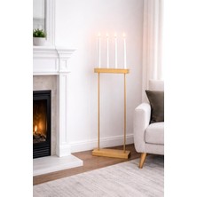 Dekoratif Şamdan Uzun Tasarım Mumluk Doğal Ahşap Mumluk