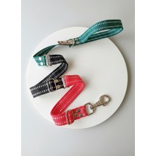 Balkonda Köpek Gezdirme Kayışı Tasması 2,5 cm Genişlik Çizgili Kolon Kordon Kırmızı - Siyah - Yeşil