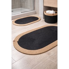 Armağan Garajı Jüt 2'li Banyo Paspası Çift Taraflı Kaymaz Yıkanabilir Banyo Paspas Takımı ve Sepeti