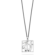 Oya Silver Kare Çerçeveli Allah Yazılı Cilalı Gümüş Kolye 3x2.5cm [OYSY149]