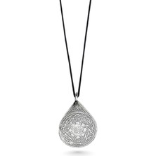 Oya Silver Ayetel Kürsi Dualı Çift Taraflı Gümüş Kolye 3.6x2.5cm [OYSY163]