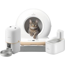 Feyza Design Kablosuz Akıllı Su ve Mama Kabı ile Kedi Tuvaleti Seti, Pratik ve Modern