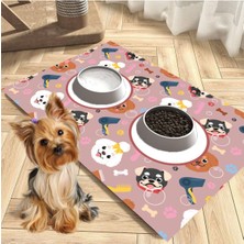 Feyza Design Kedi Köpek Besleme Su Mama Kabı Altlığı, Vinil Paspas 70X50 cm