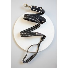 Balkonda Köpek Gezdirme Kayışı Tasması 2,5 cm Genişlik Çizgili Kolon Kordon Siyah