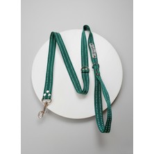 Balkonda Köpek Gezdirme Kayışı Tasması 2,5 cm Genişlik Çizgili Kolon Kordon Yeşil