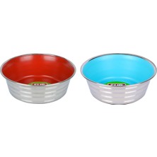 Feyza Design Dayanıklı 16 Oz. Şeritli Çelik Mama Kabı, Güçlü ve Şık Tasarım