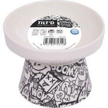 Feyza Design Şık Siyah Beyaz Seramik Mama Kabı 350ML, Modern ve Kullanışlı Tasarım