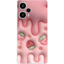TechTree Poco F5 Uyumlu Çilekli Pasta Baskılı Silikon Kılıf