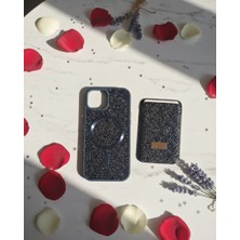 KumOziShop iPhone 16 Pro Uyumlu Magsafe ve Mıknatıs Özellikli Taşlı Cüzdanlı Premium Kılıf