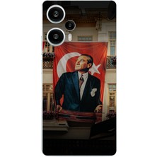 TechTree Poco F5 Uyumlu Dev Bayrak Detaylı Atatürk Baskılı Silikon Kılıf