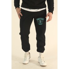 Eydamoon Erkek Boston Yazılı Kışlık 3iplik Paça Lastikli Jogger Eşofman Altı
