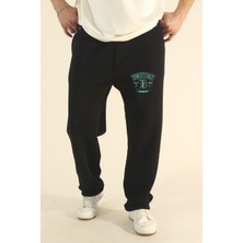 Eydamoon Erkek Baggy Kışlık Boston Baskılı Içi Yünlü Polarlı Bol Paça Eşoman Altı