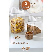 Feyza Design 2'li Sızdırmaz Evcil Hayvan Mama ve Erzak Saklama Kabı (1100 ml ve 1800 Ml)