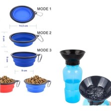 Feyza Design Sıkmalı Seyahat Suluğu 500ML + Katlanır Silikon Mama Su Kabı, Renk Seçenekleri