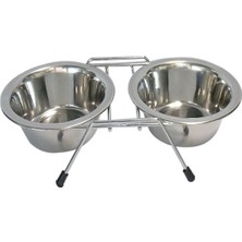 Feyza Design Çelik Mama Kabı, Ayaklı, Sürgülü, 2'li Paket, Dayanıklı ve Şık Tasarım