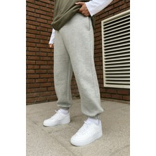 Eydamoon Erkek Gri Içi Polarlı Kışlık Paça Lastikli Rahat Kesim Eşofman Altı - Gri