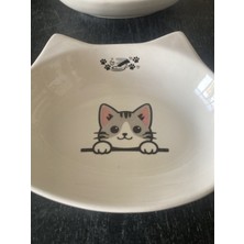 Feyza Design Seramik Kedi Mama ve Su Kabı, Minimal Tasarım, Dekoratif Pet Şık Sunum
