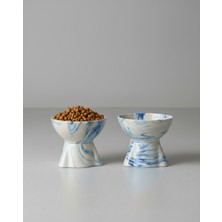 Feyza Design Iki Parça Seramik Kedi ve Köpek Eğimli Mama ve Su Kabı Seti