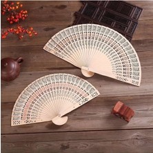 PremiumPort Ahşap Katlanır Yelpaze, Çin Tarzı, Oyma Tasarım, Taşınabilir ve Şık 20CM