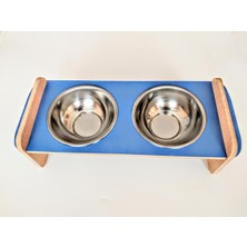Feyza Design Ahşap Ayaklı Ikili Kedi ve Köpek Mama ve Su Kabı Seti