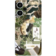 TechTree Poco F5 Uyumlu Yeşil Estetik Pano Kolaj Baskılı Silikon Kılıf