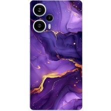 TechTree Poco F5 Uyumlu Ametist Taşı Mor Mermer Baskılı Silikon Kılıf