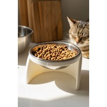 Feyza Design Ergonomik Kedi Mama Kabı Standı, Petg ve Paslanmaz Çelik Tasarım