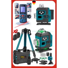 Staxx Power Yüksek Hassasiyetli Kumandalı 16 Çizgi Köşe Lazer Hizalama  + 50METRE Lazermetre Tripotlu Usta Seti