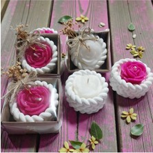 PremiumPort 10'lu Süslenmiş Burgu Saksıda Gül Mum Seti, Düğün ve Nişan Hediyesi