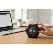 Fortico Manyetik Dijital Zamanlayıcı , Takvim Döngü Modu,sessiz Alarm, Altıgen Dijital Geri Sayım Zamanlayıcı LED Ekranlı Görsel Zaman Kontrol Mutfak Ders Mıknatıs