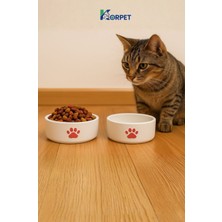 Feyza Design 2’li Seramik Kedi Köpek Mama ve Su Kabı 8cm, Şık ve Sağlam Tasarım