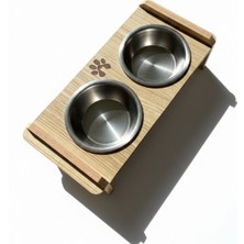 Feyza Design Paslanmaz Çelik Kedi Mama ve Su Kabı Çiftli Set, Yıkanabilir ve Gıdaya Uygun