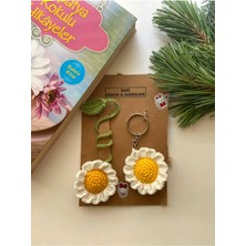 PremiumPort Renkli Amigurumi Papatya Kitap Ayracı ve Anahtarlık Seti