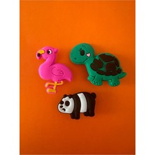 PremiumPort 3'lü Pelikan, Kaplumbağa ve Panda Figürlü Jibbitz Terlik Süsü Seti