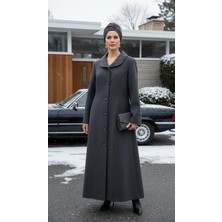 Esin Giyim Kadın Yaka Nakışlı Büyük Beden Manto