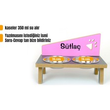 Feyza Design Ahşap ve Çelik Kâse Standı, 350 Ml, Küçük Irk Kediler ve Köpekler Için