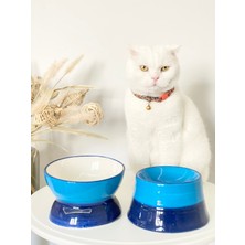 Feyza Design Renkli Seramik Kedi ve Köpek Mama ve Su Kabı Luna-Colorful Model 2 (Lacivert)