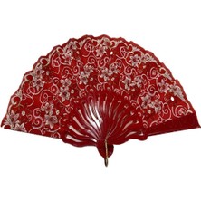 PremiumPort Şık ve Doğal Serinletici Kırmızı Yelpaze, Zarif Tasarım, Hafif ve Kullanışlı